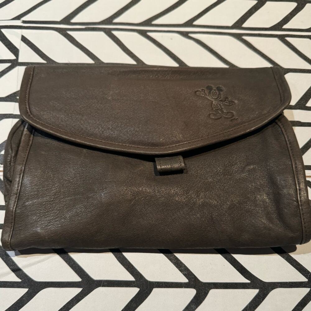 DOMA Outback X Disney leather travel bag in brown with Mickey Mouse